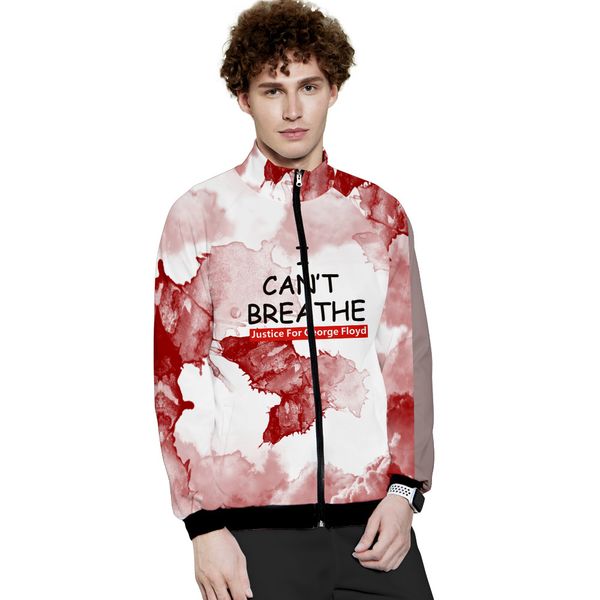 

popular new product i cant breathe i cant breathe 3d color printing men and women stand collar zipper sweater, Black
