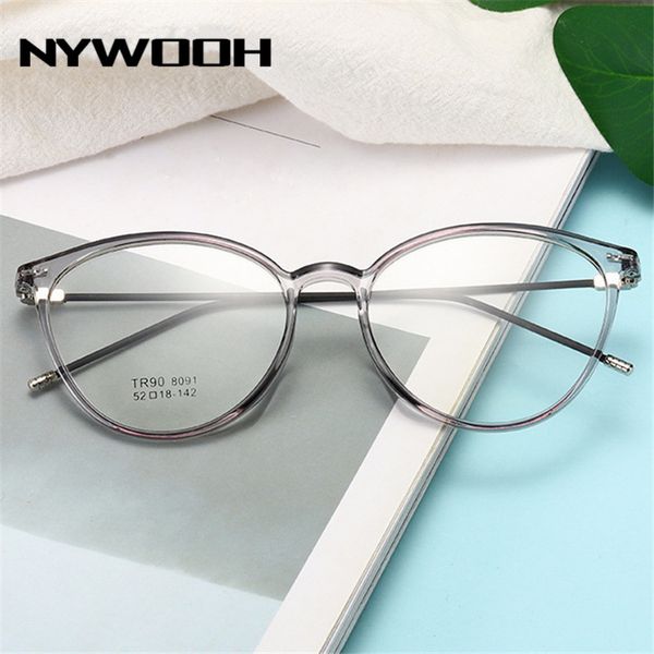

fashion sunglasses frames nywooh ultralight finished glasses men women tr90 transparent eyeglasses prescription nearsighted eyewear -1.0 1.5, Black