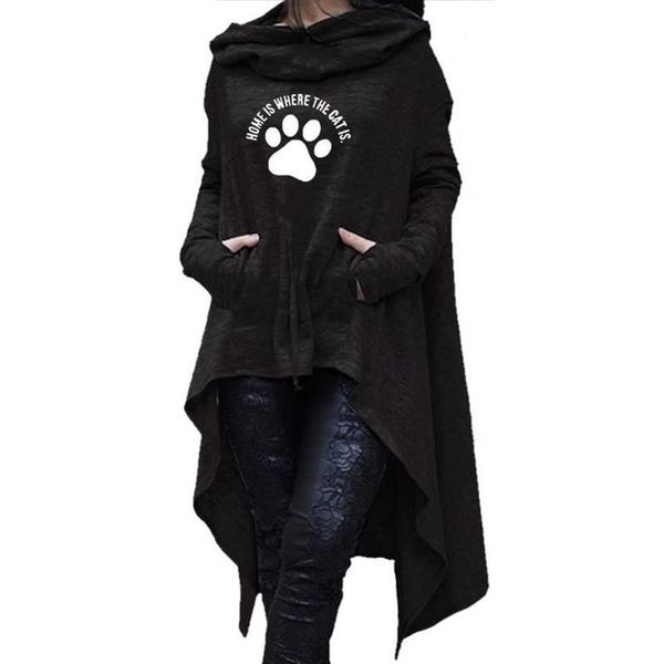 

long irregular animal printhoodies for women sweatshirts hoodies women corduroy pattern thick female plus size comfortable, Black