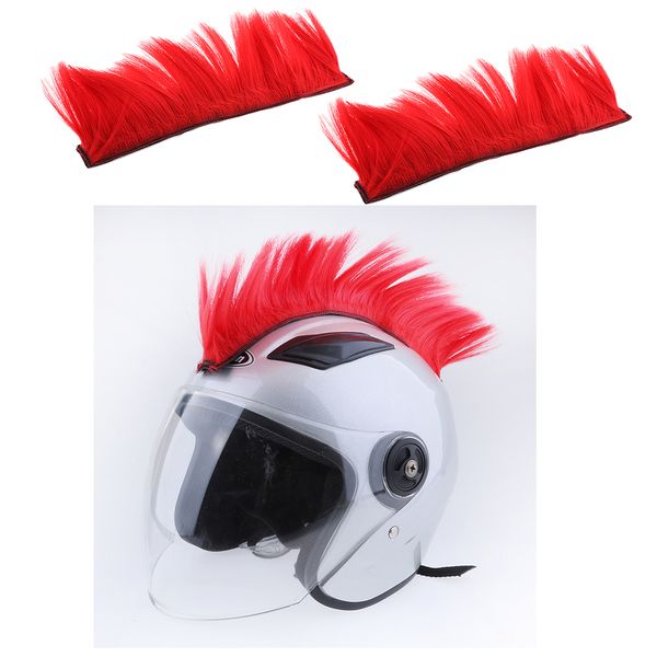 

2x motorcycle skinhead wig punk mohawk wig costumes hairpiece red