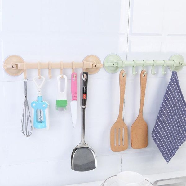 

1 pc bathroom hanger hooks durable wall vacuum rack suction cup 6 hooks towel bathroom kitchen holder sucker hanger storage