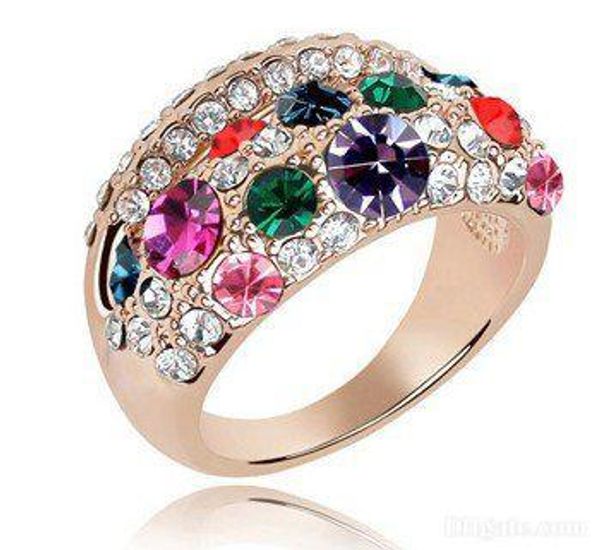 

ювелирные изделия делают свадебной бижутерию женской кристаллического кольца моды с swarovski elements rose позолоченных бесплатной доставка, Golden;silver