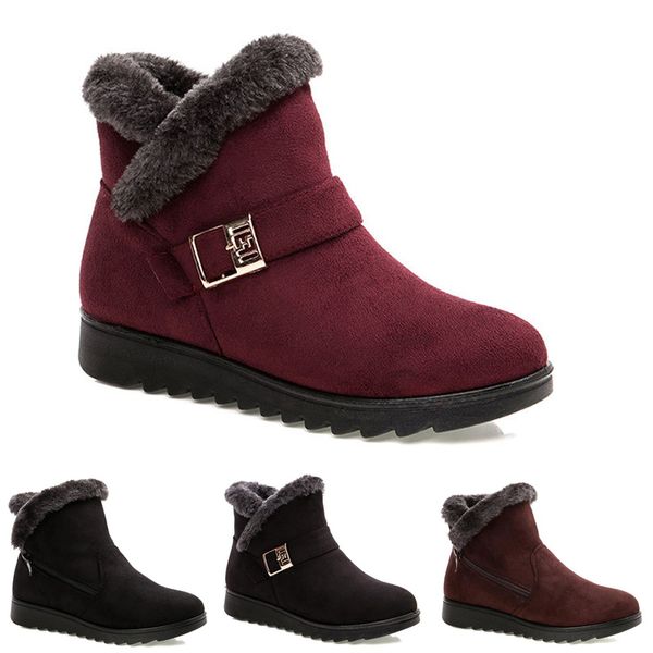 

ale non-brand winter women snow boots triple black wine red brown suede ankle boots mother shoes keep warm 36-40 item 25