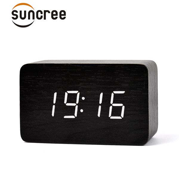 

suncree modern design wooden led digital alarm clockdeskmulti-function temperature wood led digital clock