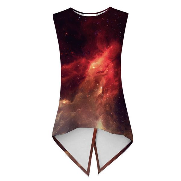 

o neck dolphin hem tank asymmetrical split 3d print starry unicorn women plain vest 2020 summer new clothes casual vest, White