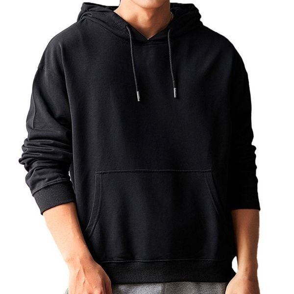 

men women casual hooded sweatshirt hoodies cotton with kangaroo pocket s-3xl, Black