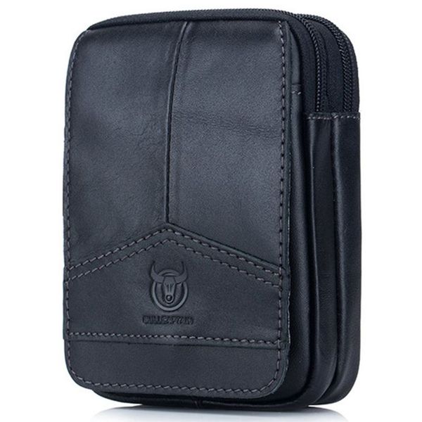 

bullcaptain men waist packs genuine leather vintage travel cell phone bag waist bag small fanny pack belt black