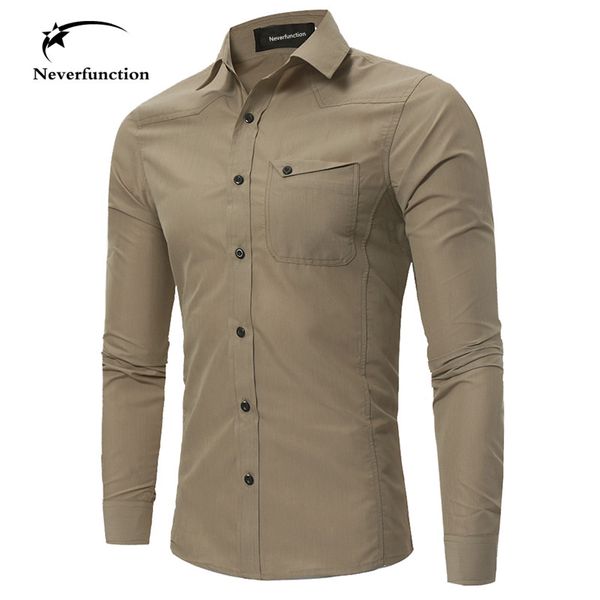 

new men cargo tactical style shirts autumn long sleeves khaki gray shirt male casual slim clothes plus size 5xl, White;black