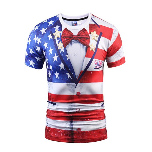 

summer men's new round neck short sleeve t-shirt slim personality digital 3d print short sleeve cosplay anime costume, Black