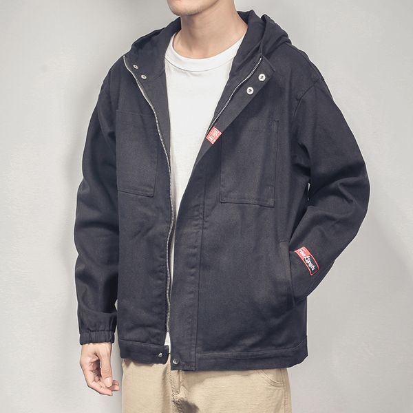 

hcxy men's denim jacket japanese original casual loose large size jacket male, Black;brown