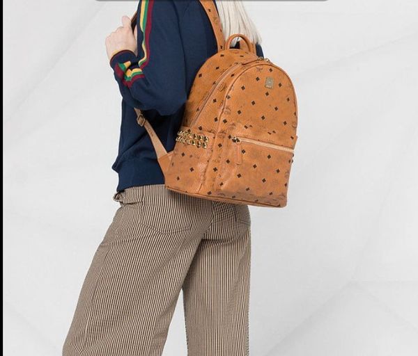 

2020 stark visetos side rivets classical famous backpack women men genuine leather school bags weekend shoulder handbag