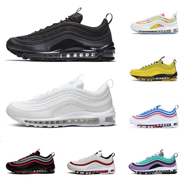 

2020 мужчины женщины кроссовки 97ss тройной черный светоотражающие разводят яркий цитрон непобедимый красный леопард мужской тренер мода спо