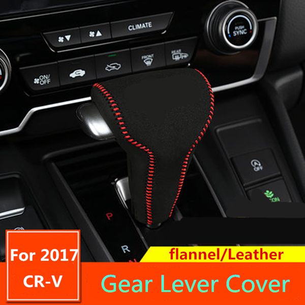 

flannel leather auto gear lever cover shifter gear shift knob head cover stickers for crv cr-v 2017 2018 accessories