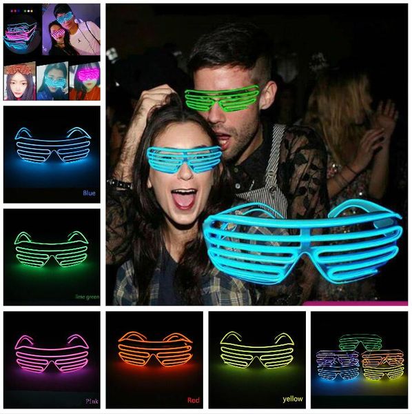 

led party glasses el wire fluorescent flash glass with window new year easter graduation birthday party bar decorative luminous bar eyewear