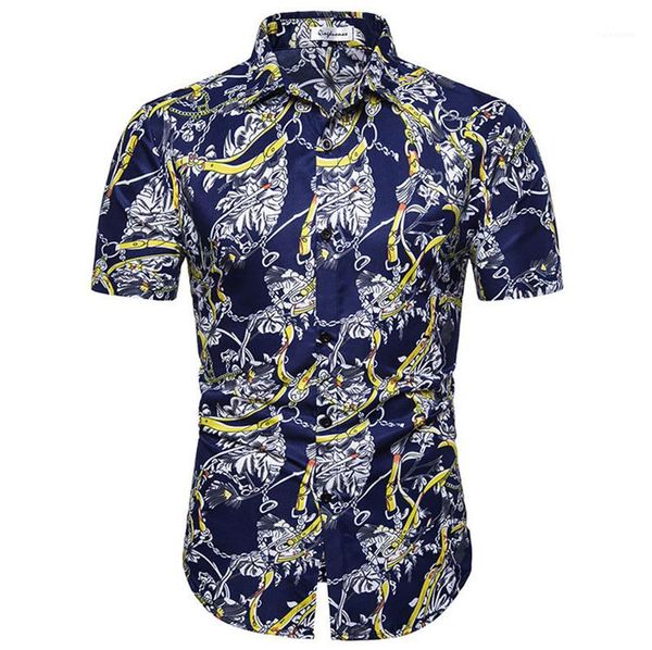 

mens shirts short sleeve lapel neck mens casual shirts fashion slim male apparel floral printed designer, White;black