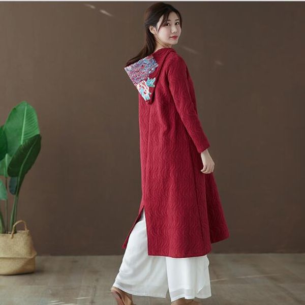 Chinesischer Vintage bestickter Hutrock Baumwolle Leinen Hanf Wellenspray Damenkleid lässig Tourismus Freizeit Teeanzug Stil national ethnisch