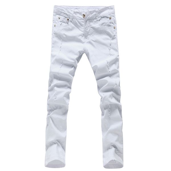 

2017 men's fashion leisure straight white jeans men's pants 100% cotton male slim jeans casual pants trousers men, Blue