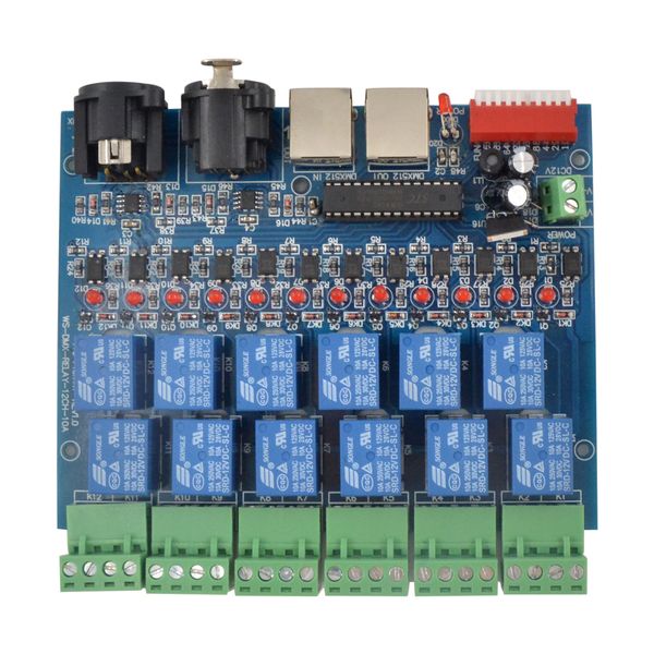 

12CH реле переключателя dmx512 контроллер RJ45 XLR управления релейный выход DMX512 12 способ