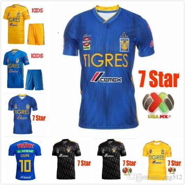 

new leon 2019 2020 7 star men naul tigres third soccer jerseys 20 21 camiseta de foot maillot gignac kids kit football shirts, Black;yellow