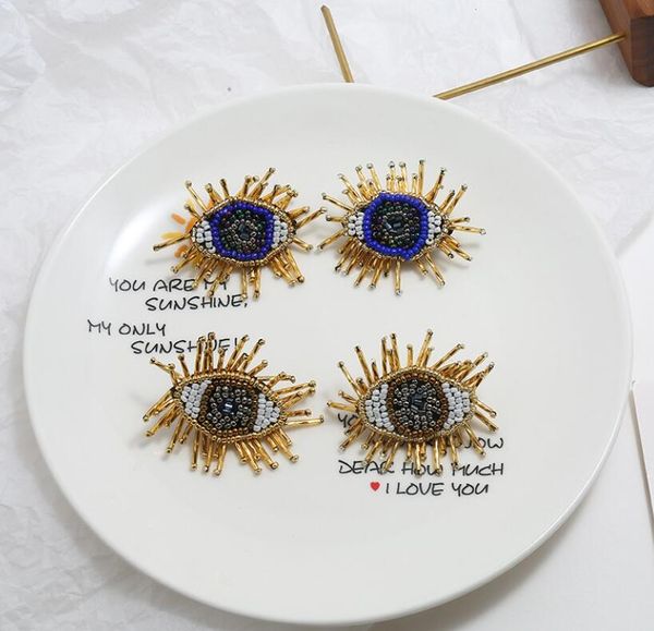 

retro alloy evil eye small see bead stud earring one pair 40x50mm 2 colors for choice y1454, Golden;silver