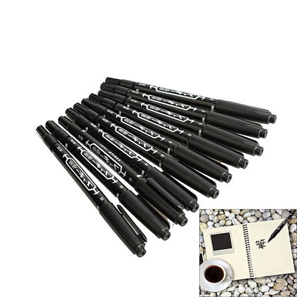 

fine dual heads marking pen marker waterproofink thin nib black liner art pen drawing stationery office supplies marker