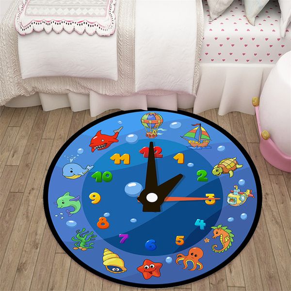 

colorful clocks graffiti pattern carpets bedroom parlor area rug kids play game crawling mat cartoon round living room carpet