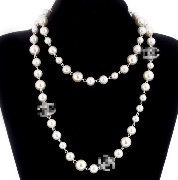 

2019 женщин горячие agood высокого качества имитация жемчуг длинные ожерелья для женщин элегантных ювелирных изделий партии ожерелья двойног, Black