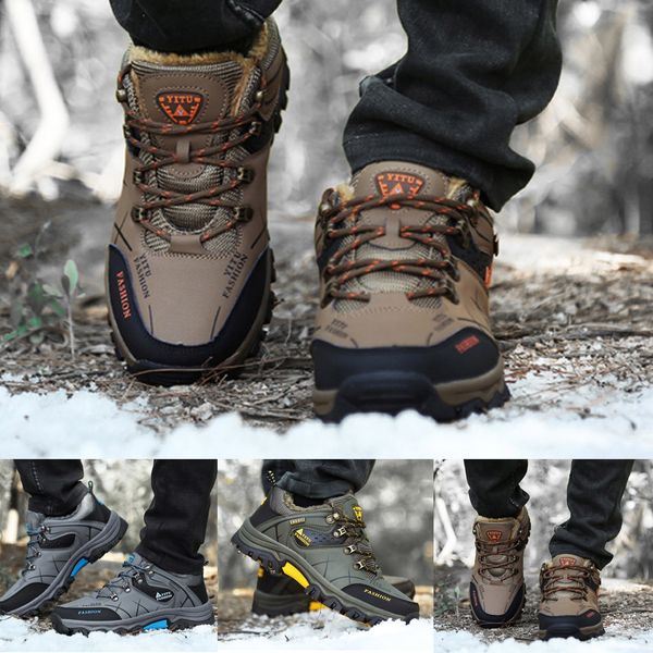 

men's hiking shoes waterproof leather zapatos breathable mesh hiking boots non-slip lace-up climbing sneakers shoe