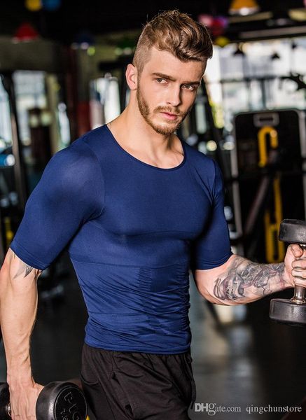 

sports men's training tight t-shirts basketball fitness running quick dry vest clothes tees & garment men's t-shirts men&#039, White;black