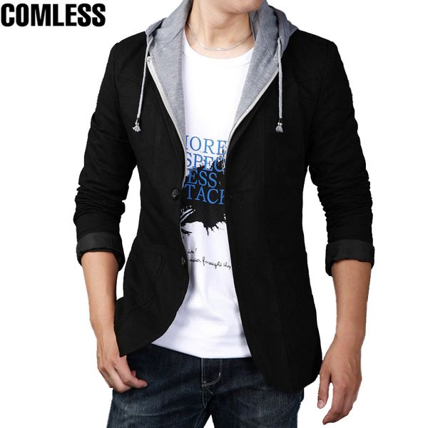 

pluz size -8xl men blazer 2017 new fashion hooded blazer men casual jacket slim fit classic suits mens fake two pieces suits, White;black