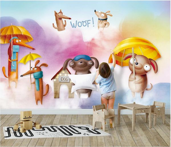 

3d p wallpaper custom mural fantasy watercolor animal children's room background wall art 3d stickers home decoration