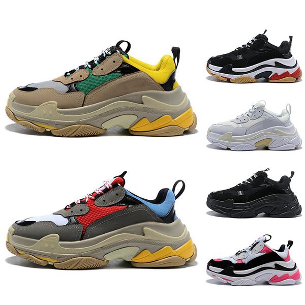 

with socks casual shoes triple-s fashion paris black white red old dad running shoes for men women breathable mens trainers