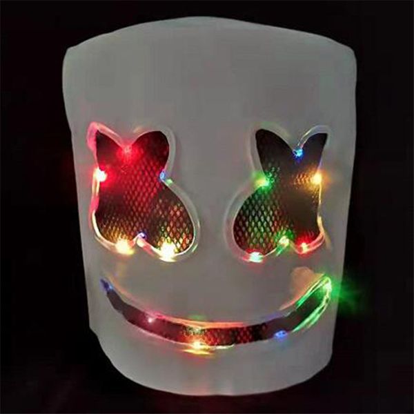 

Marshmello Halloween Party Masks Men Women LED Full Face Masks DJ Neon Mask Costume Accessory