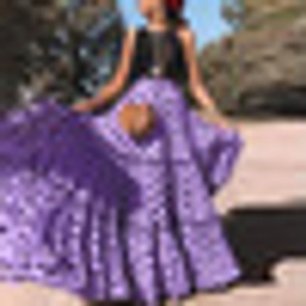 

women party ladies cocktail skirt summer chiffon swing polka dots high waist, Black