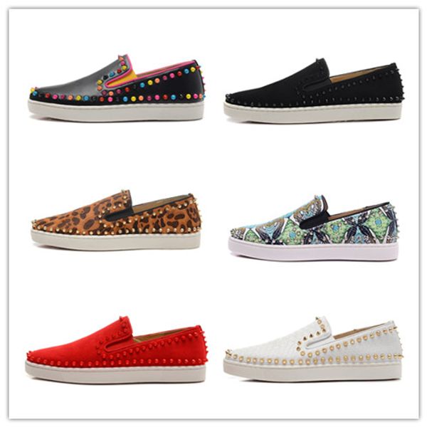 

new fashion red bottom high men shoes spikes sneakers shoes,women luxury designer rivets flat walking shoes size:36-47, Black