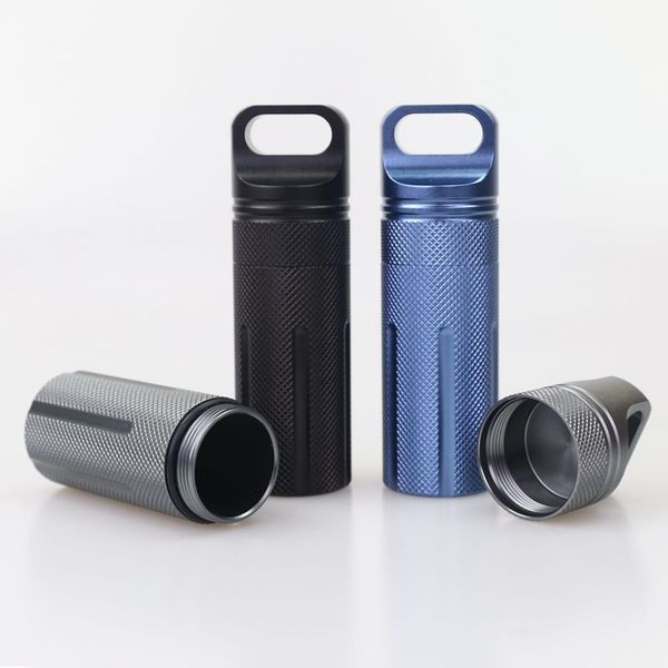 Pill Box Capsule Shape 6061 T6 Aluminum Alloy Pill Case Keychain