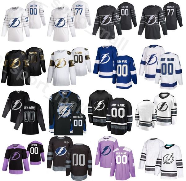 

2020 all star ice hockey tampa bay lightning 91 steven stamkos jersey men 77 victor hedman 86 nikita kucherov 21 brayden point, Black;red
