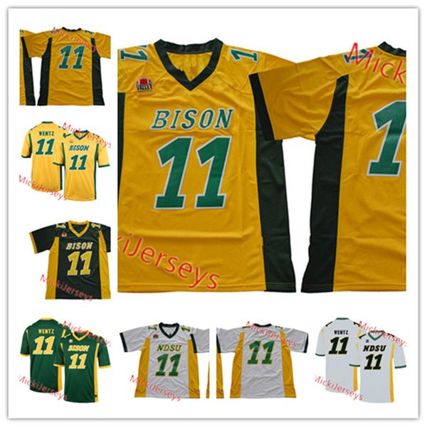 

мужчины ncaa north dakota state bison carson венц джерси прошитой # 11 carson венц north dakota state college трикотажные изделия футбола s, Black
