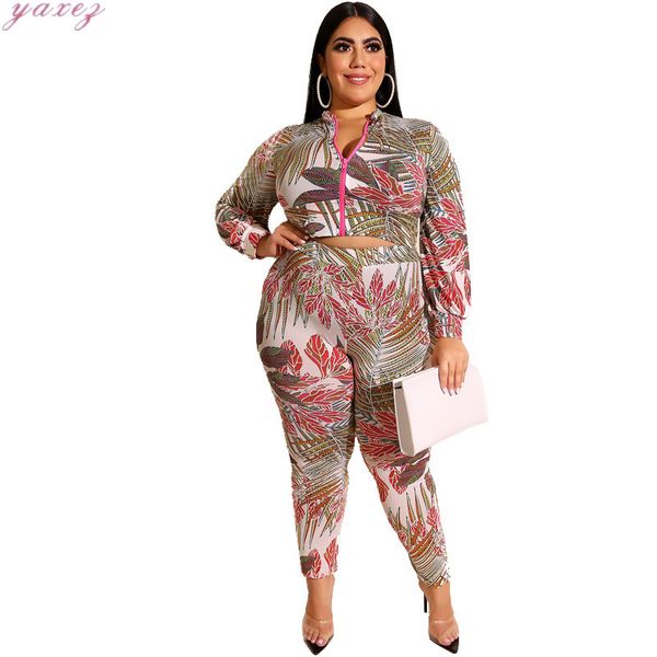 

2020 plus размер листа для печати tracksuit женщины набор кардиган crop топы высокой талией брюки 2 шт наборы спортивные тренировки повседне, White