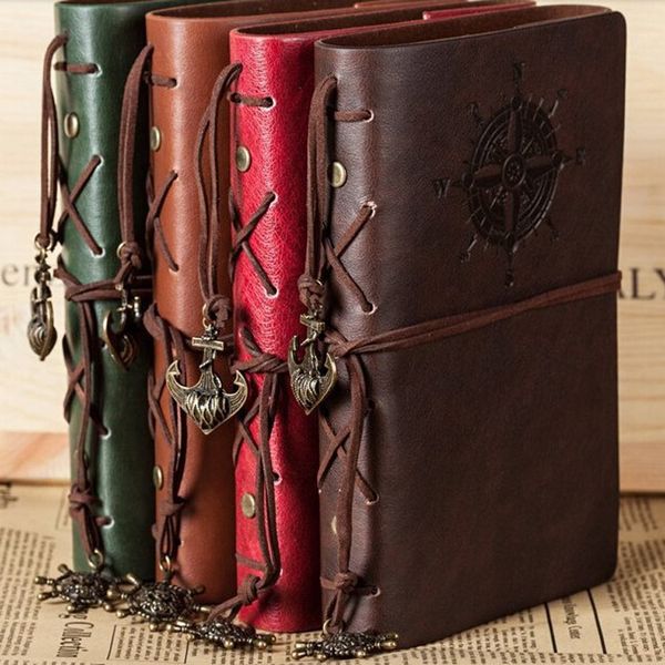 

2017 spiral notebook diary notepad vintage pirate anchors pu leather note book replaceable stationery gift traveler journal, Purple;pink
