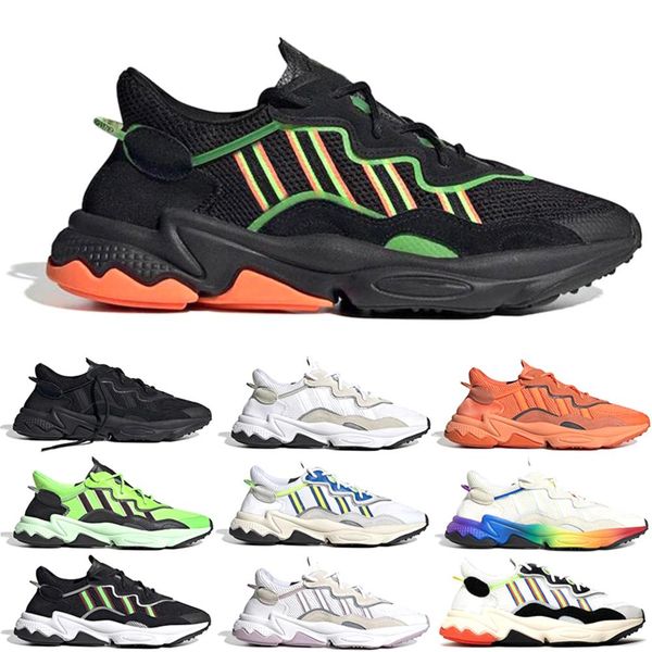 

pride 3m reflective xeno ozweego men women casual running shoes neon green solar yellow core black trainer sports sneakers