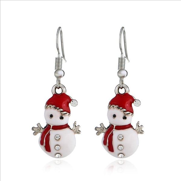 

christmas ornaments snowman earrings europe american cute doll dangle chandelier earings necklace for women girls fashion jewelry wholesale, Silver