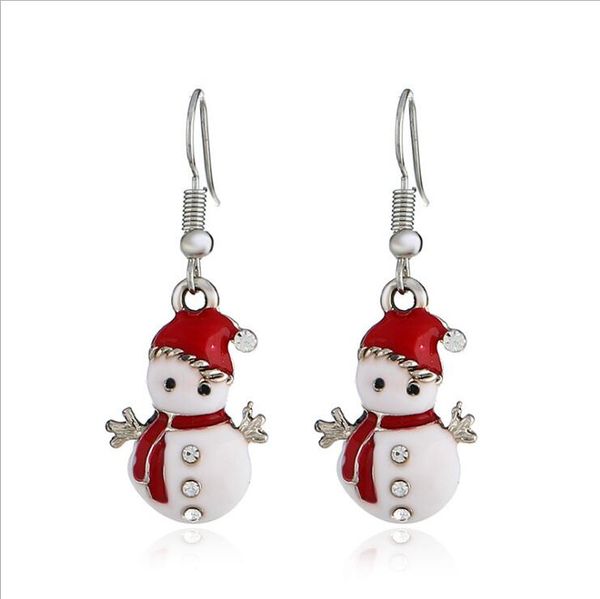 Ornamenti natalizi Orecchini pupazzo di neve Europa American Cute Doll Ciondola Lampadario Orecchini Collana per donne Ragazze Gioielli di moda all'ingrosso