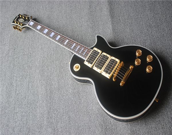 

custom lp electric guitar black body three pickup earth memorial