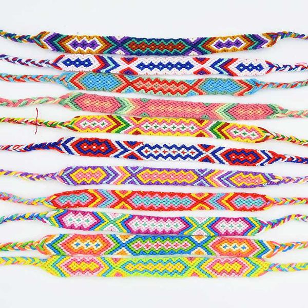

selling fashion vintage style random colors 1.5cm width cotton knitted friendship bracelet summer bracelets, Golden;silver
