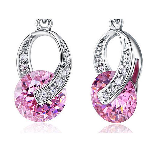 

peacock star dangle 2 carat clear white, pink, blue earrings cse167, Silver