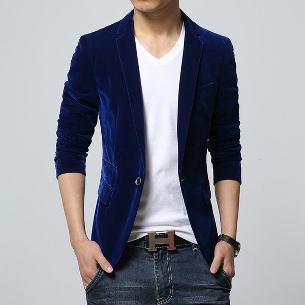 

winter autumn m-4xl navy red colors slim fit suit men black velvet blazer ing, White;black