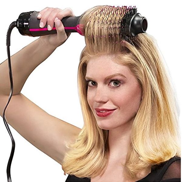 

2 in 1 multifunctional hair dryer volumizer rotating hair brush curler roller rotate styler comb styling curling flat iron