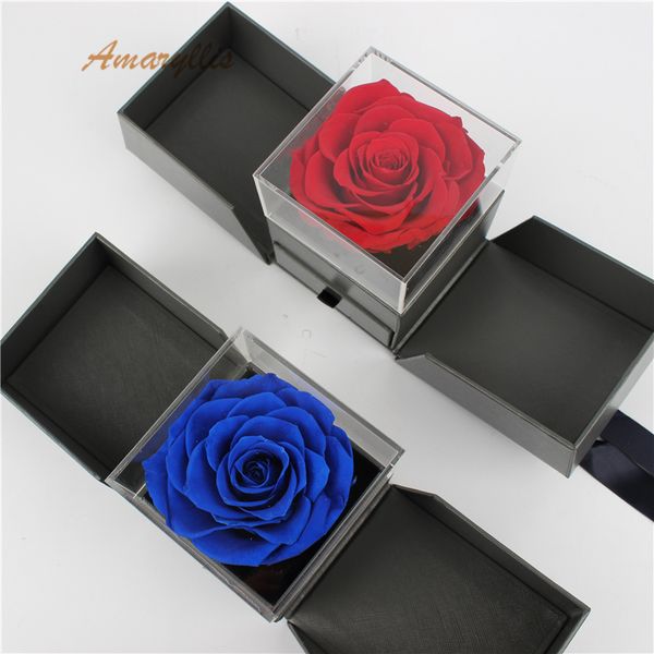 Acheter Amaryllis Un Grade De Haute Qualité Doux Rouge Bleu Violet Toucher éternel Pour Toujours Fleur Immortelle Roses Conservées Dans Une Boîte