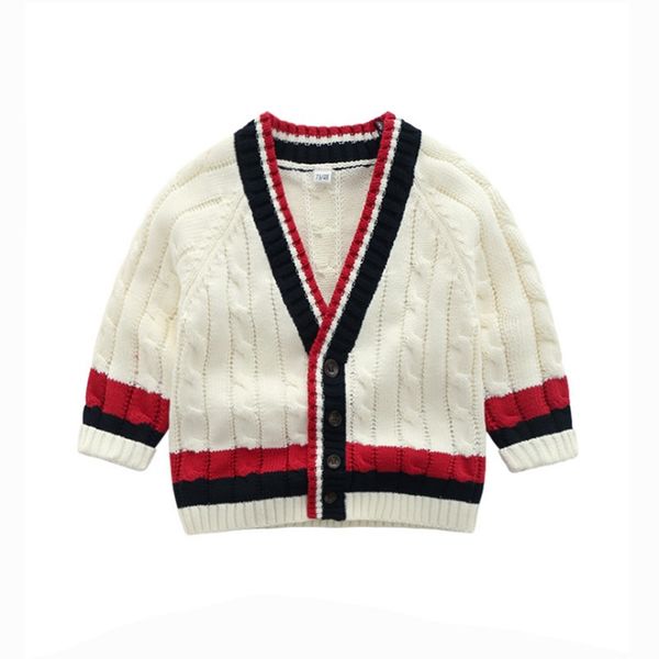 Kleinkind Jungen Kleidung 100% Baumwolle Jungen Pullover Weiße Farbe Kinder Strickjacke mit Knöpfen Säuglings-Outwears Babykleidung Kostenloser Versand DHW3146